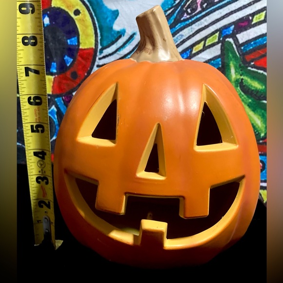 Vintage Pumpkin Jack O Lantern Lighted Halloween Fall Decor 9" - Picture 3 of 11